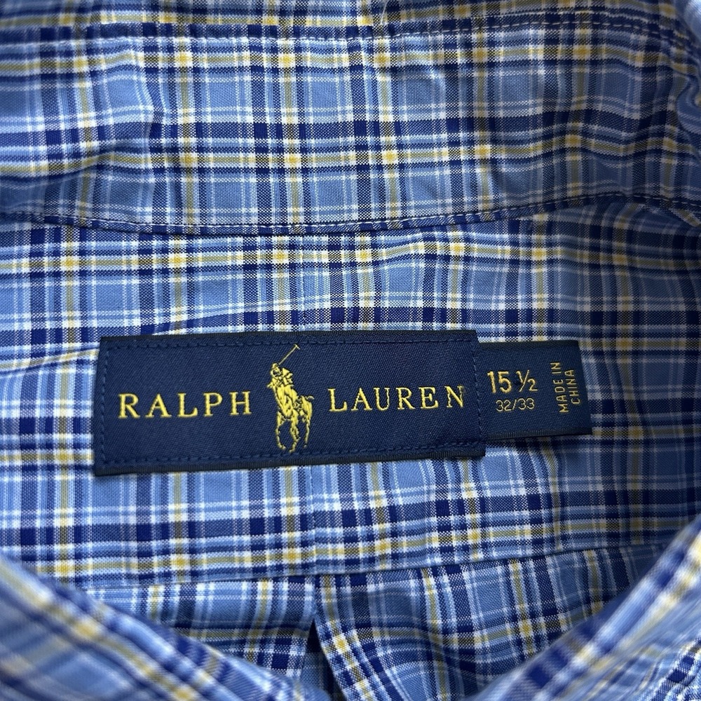 Polo Ralph Lauren Classic Fit Dress Shirt 15.5 32/33 Graph Check Blues & Navy - Picture 3 of 12